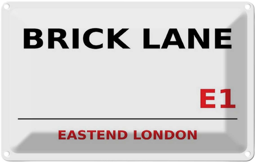 [LA-114322-1812] Blechschild 12x18 cm Street Brick Lane E1 Abenteuer Reisen England Urlaub