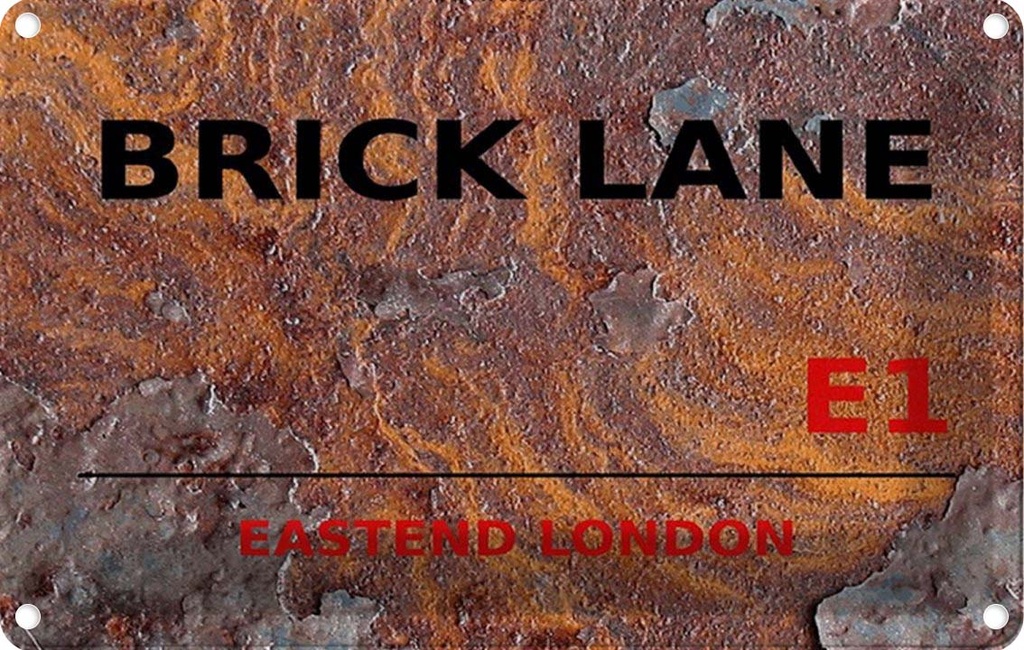 [LA-114323-1812] Blechschild 12x18 cm Street Brick Lane E1 Abenteuer Reisen England Urlaub