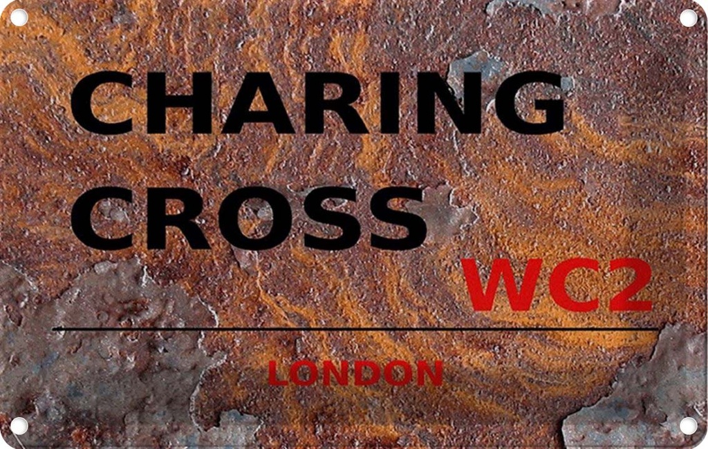 [LA-114331-1812] Blechschild 12x18 cm Charing Cross WC2 Abenteuer Reisen England Urlaub