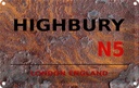 Blechschild 12x18 cm England Highbury N5 Abenteuer Reisen Urlaub