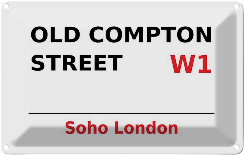[LA-114364-1812] Blechschild 12x18 cm Soho Old Compton Street W1 Abenteuer Reisen England Urlaub