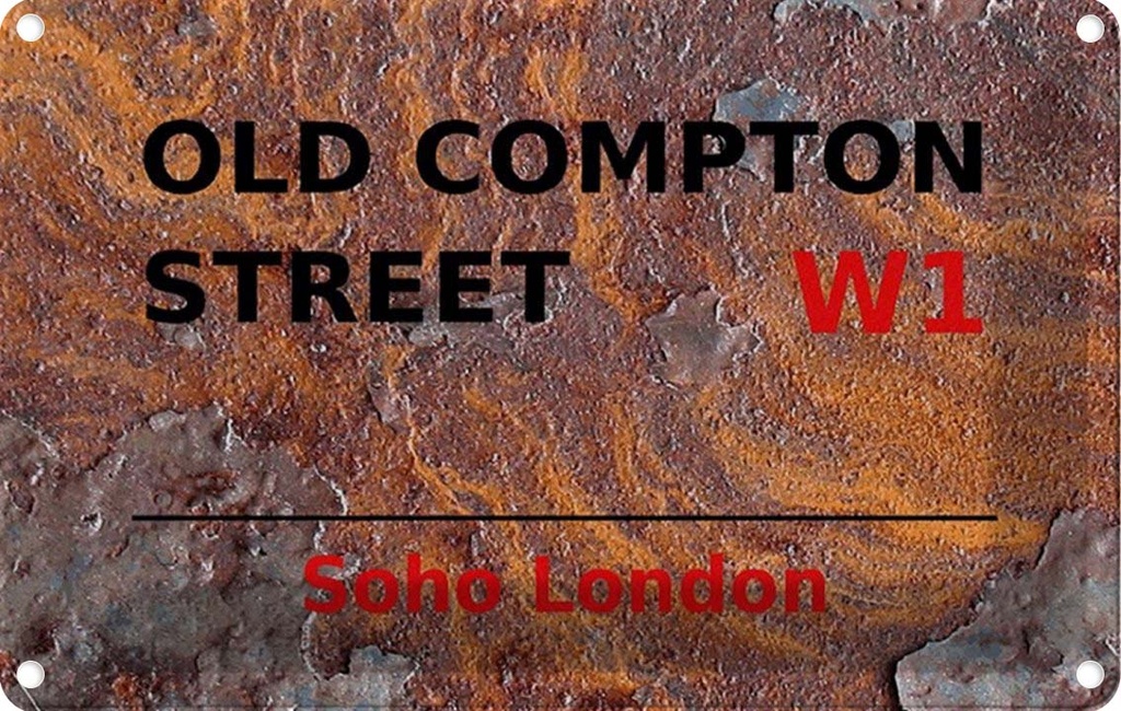 [LA-114365-1812] Blechschild 12x18 cm Soho Old Compton Street W1 Abenteuer Reisen England Urlaub