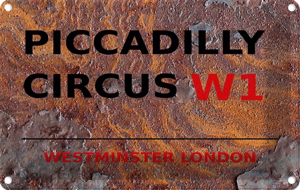[LA-114374-1812] Blechschild 12x18 cm Westminster Piccadilly Circus W1 Abenteuer Reisen England Urlaub