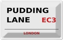 Blechschild 12x18 cm Pudding Lane EC3 Abenteuer Reisen England Urlaub