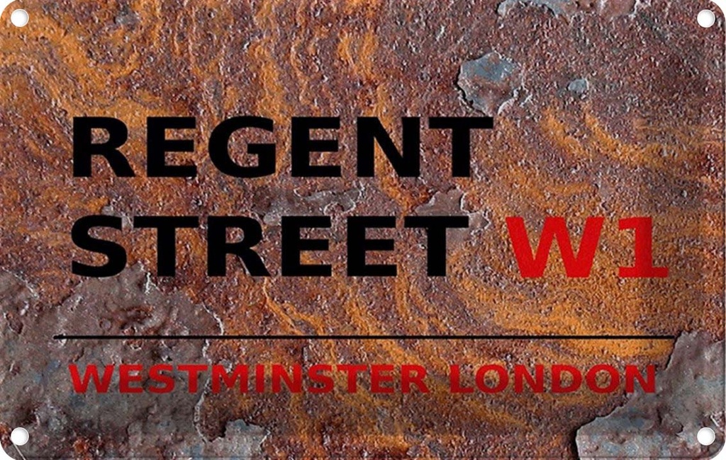 [LA-114379-1812] Blechschild 12x18 cm Westminster Regent Street W1 Abenteuer Reisen England Urlaub