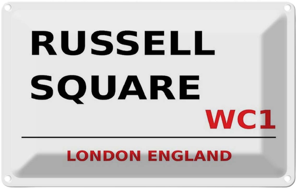 [LA-114381-1812] Blechschild 12x18 cm England Russell Square WC1 Abenteuer Reisen Urlaub