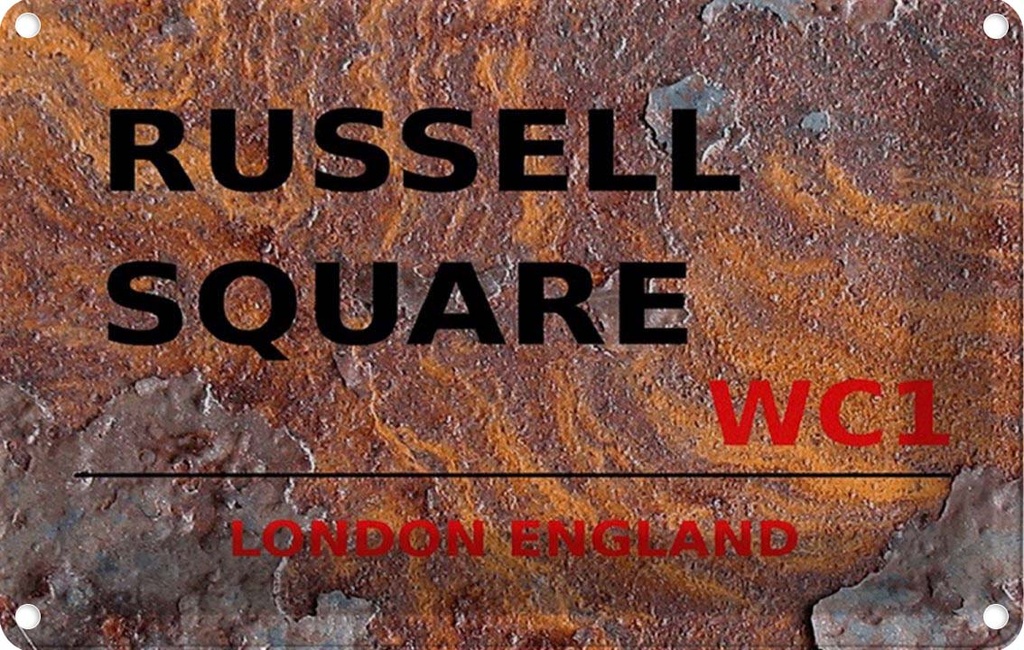 [LA-114382-1812] Blechschild 12x18 cm England Russell Square WC1 Abenteuer Reisen Urlaub