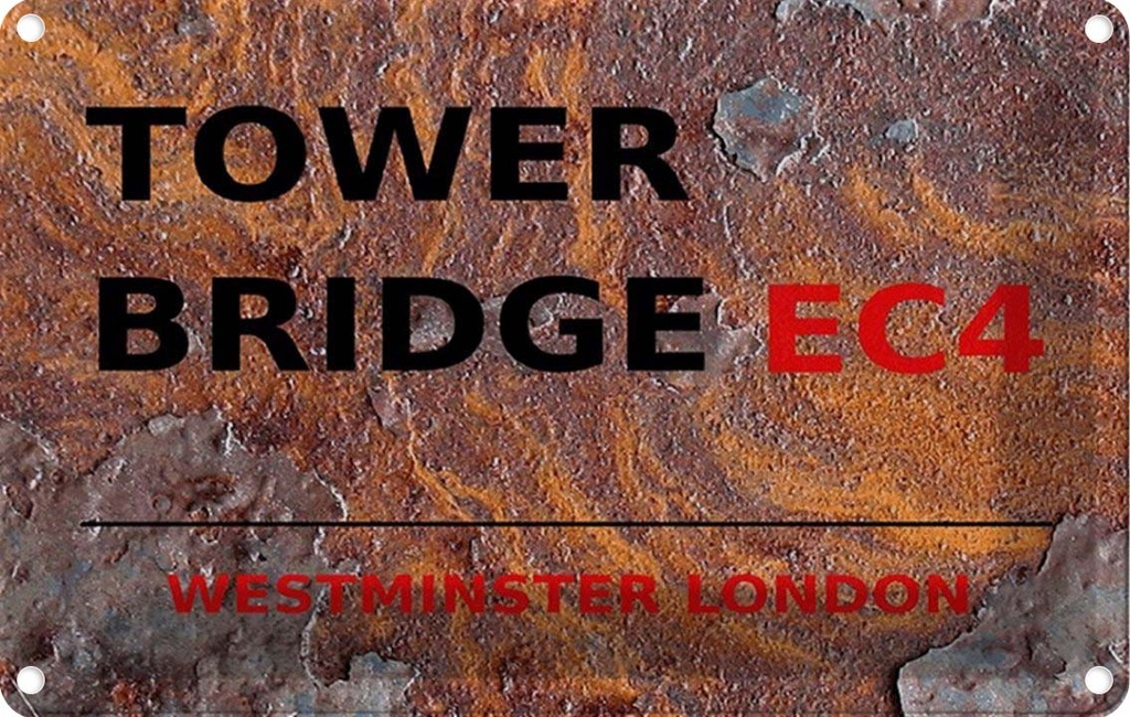 [LA-114402-1812] Blechschild 12x18 cm Westminster Tower Bridge EC4 Abenteuer Reisen England Urlaub