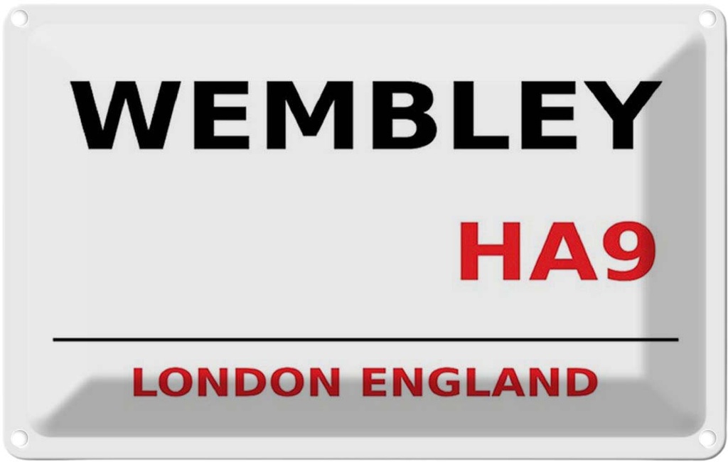 [LA-114412-1812] Blechschild 12x18 cm England Wembley HA9 Abenteuer Reisen Urlaub