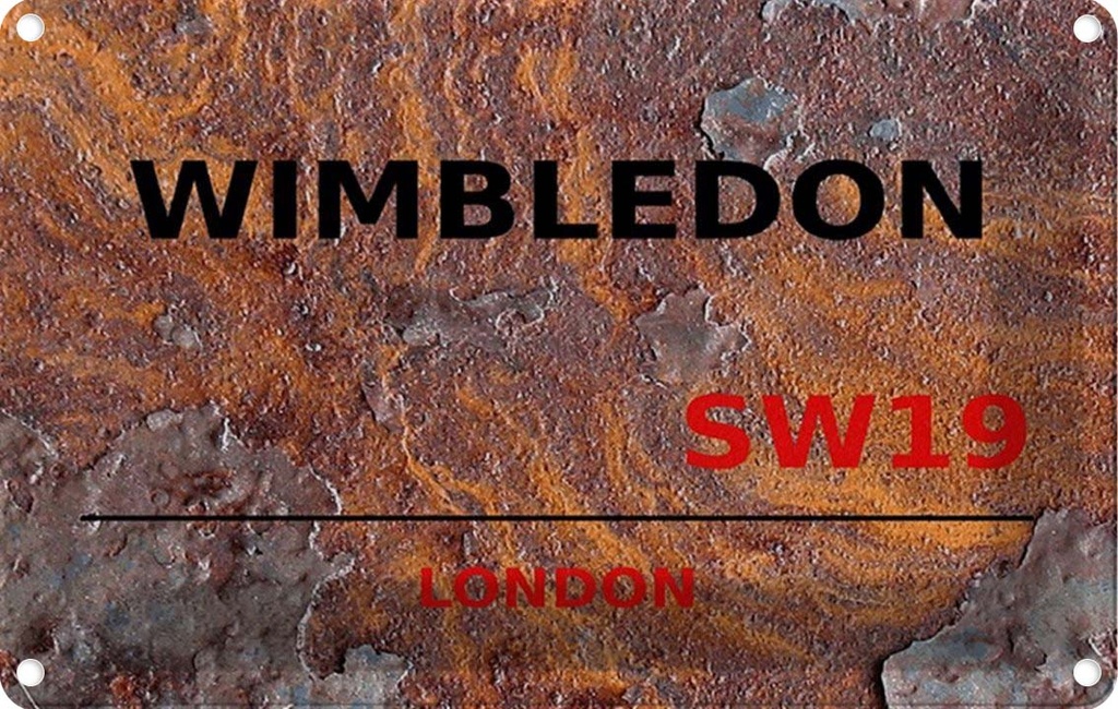 [LA-114420-1812] Blechschild 12x18 cm Wimbledon SW19 rust Abenteuer Reisen Europa Urlaub
