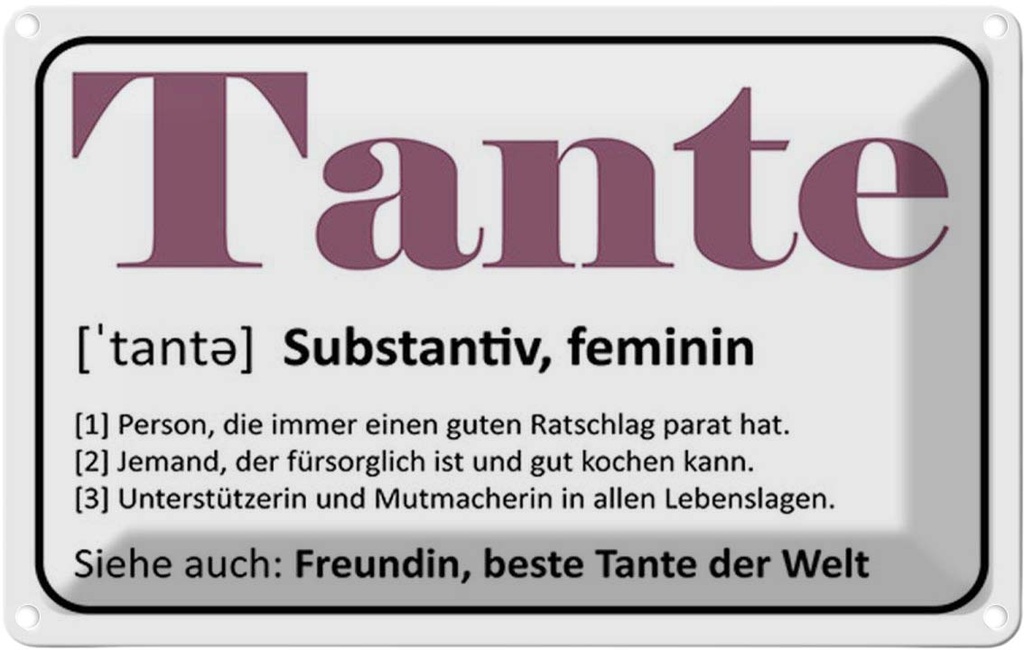[LA-114448-1812] Blechschild 12x18 cm Tante Freundin beste Welt Familie Freunde