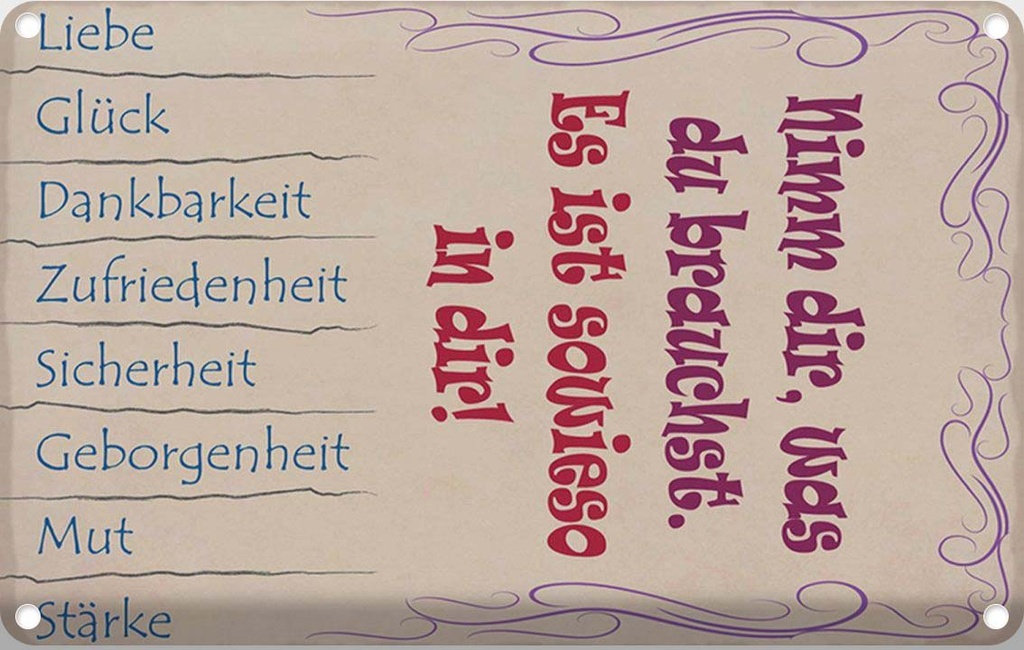 [LA-114468-1812] Blechschild 18x12 cm Nimm dir was du brauchst Liebe Dekoration