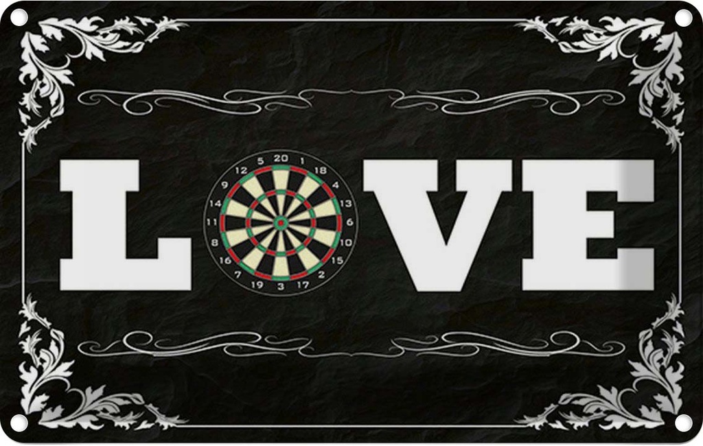 [LA-114483-1812] Blechschild 12x18 cm Love Darts Sport Hobby