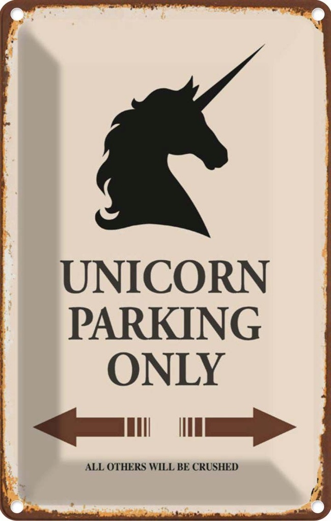[LA-114513-1812] Blechschild 18x12 cm Unicorn Parking only all others Parkplatzschild