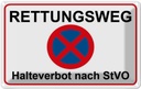 Blechschild 12x18 cm Rettungsweg Halteverbot nach StVO Warnschild Hinweisschild Sicherheit Vorsicht