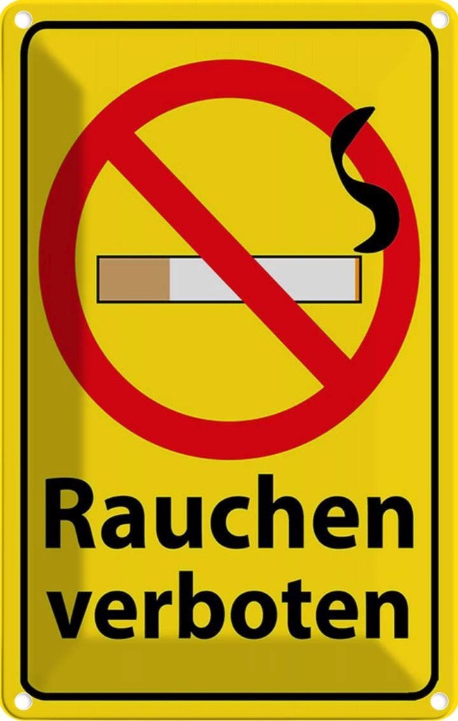 [LA-114538-1812] Blechschild 18x12 cm Rauchen Verbot Warnschild Hinweisschild Sicherheit Vorsicht