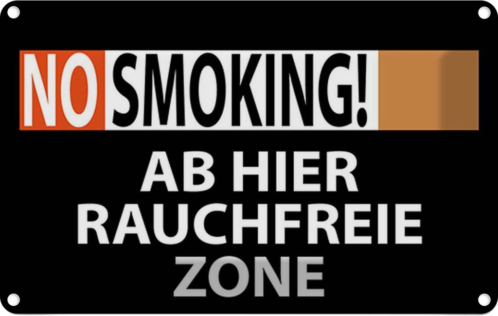 [LA-114540-1812] Blechschild 12x18 cm No Smoking Rauchfreie Zone