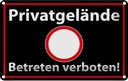 Blechschild 12x18 cm Privatgelände schwarzes Warnschild Hinweisschild Sicherheit Vorsicht