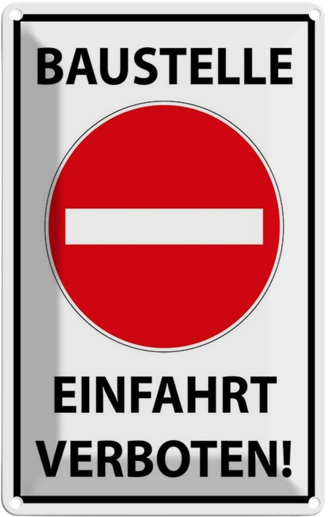[LA-114548-1812] Blechschild 18x12 cm Baustelle Einfahrt verboten Warnschild Hinweisschild Sicherheit Vorsicht