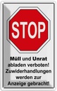 Blechschild 18x12 cm Stop Müll und Unrat verboten Warnschild Hinweisschild Sicherheit Vorsicht