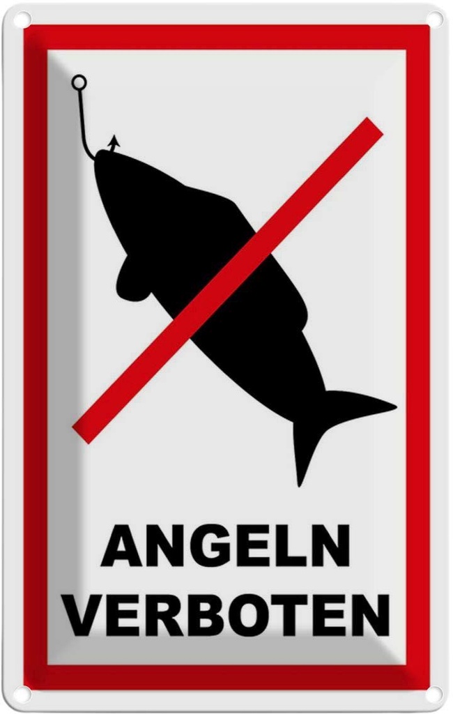 [LA-114552-1812] Blechschild 18x12 cm Angeln verboten Warnschild Hinweisschild Sicherheit Vorsicht