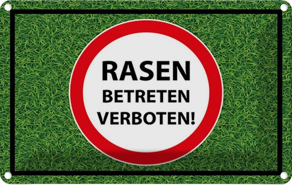 [LA-114560-1812] Blechschild 12x18 cm Rasen Betreten verboten Warnschild Hinweisschild Sicherheit Vorsicht
