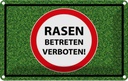 Blechschild 12x18 cm Rasen Betreten verboten Warnschild Hinweisschild Sicherheit Vorsicht