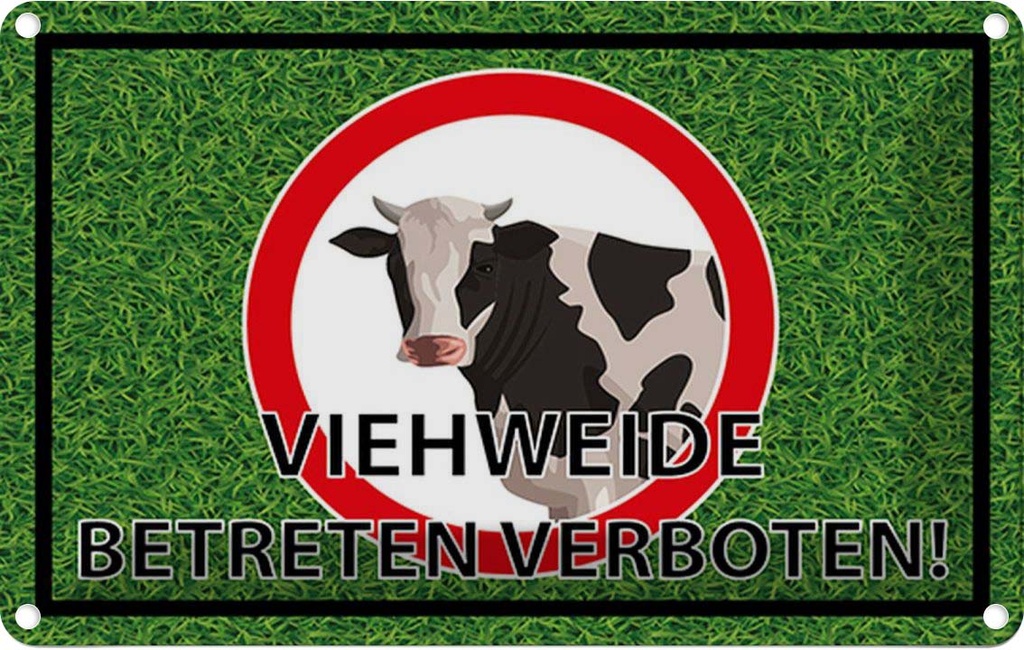 [LA-114561-1812] Blechschild 12x18 cm Viehweide Betreten verboten Warnschild Hinweisschild Sicherheit Vorsicht