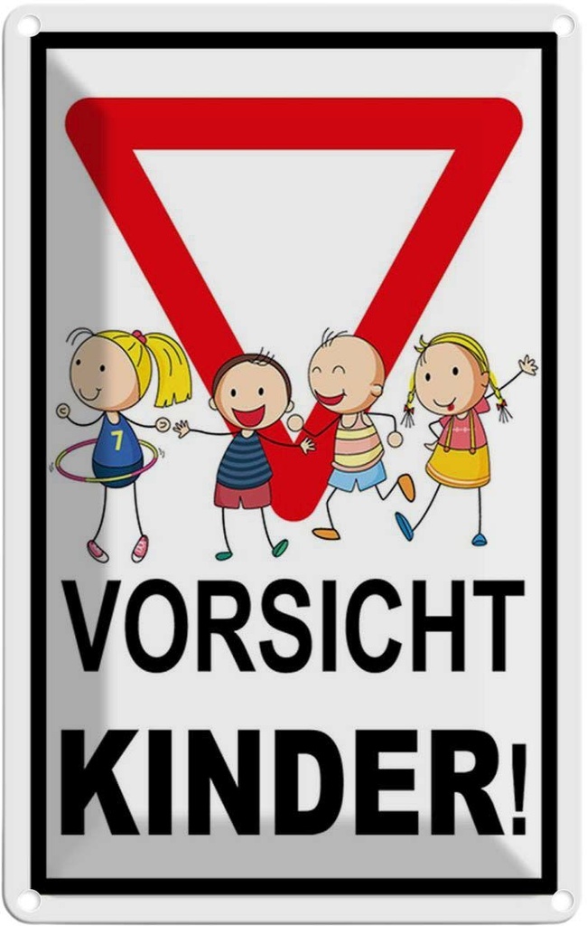 [LA-114566-1812] Blechschild 18x12 cm Vorsicht Kinder Warnschild Hinweisschild Sicherheit