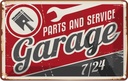 Blechschild 12x18 cm Garage parts service Auto Teile Werkstatt