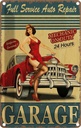 Blechschild 18x12 cm Pinup Garage Full Service Auto Repair Pin Up