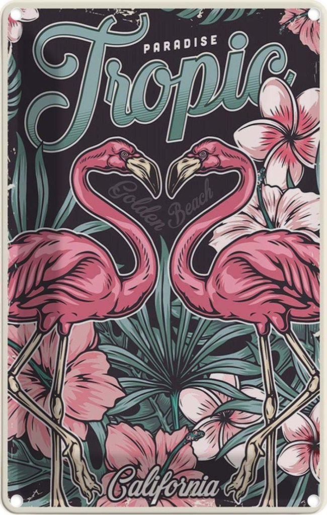 [LA-114628-1812] Blechschild 18x12 cm Paradise Tropic California Golen Beach Amerika USA