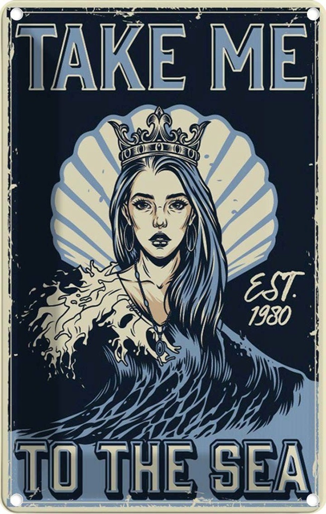 [LA-114647-1812] Blechschild 18x12 cm Pinup Take me to the sea Pin Up