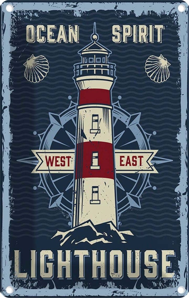 [LA-114655-1812] Blechschild 18x12 cm Seefahrt Ocean spirit lighthouse Abenteuer Reisen