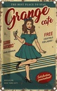 Blechschild 18x12 cm Pinup Grange cafe life music Pin Up