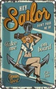 Blechschild 18x12 cm Pinup hey Sailor Ocean spirit See Pin Up