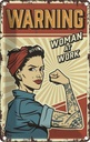 Blechschild 18x12 cm Pinup warning women at work Frau Pin Up