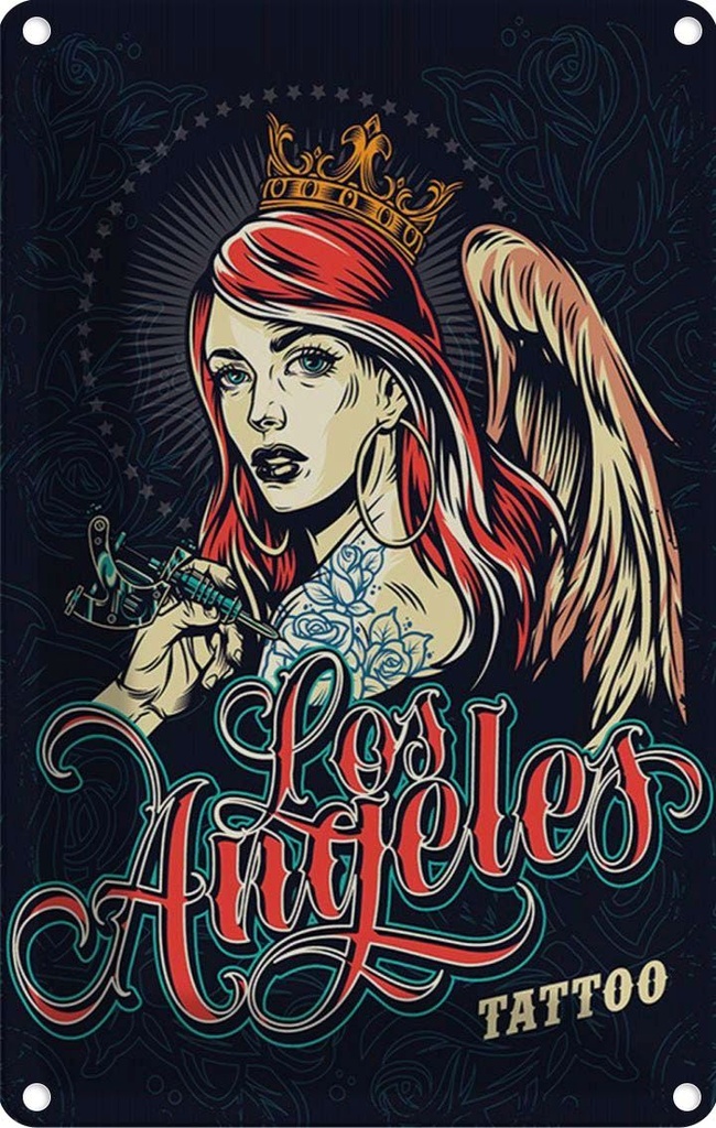 [LA-114681-1812] Blechschild 18x12 cm Pinup Tattoo Los Angeles Pin Up