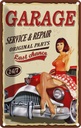 Blechschild 18x12 cm Pinup Garage service repair 24/7 Pin Up