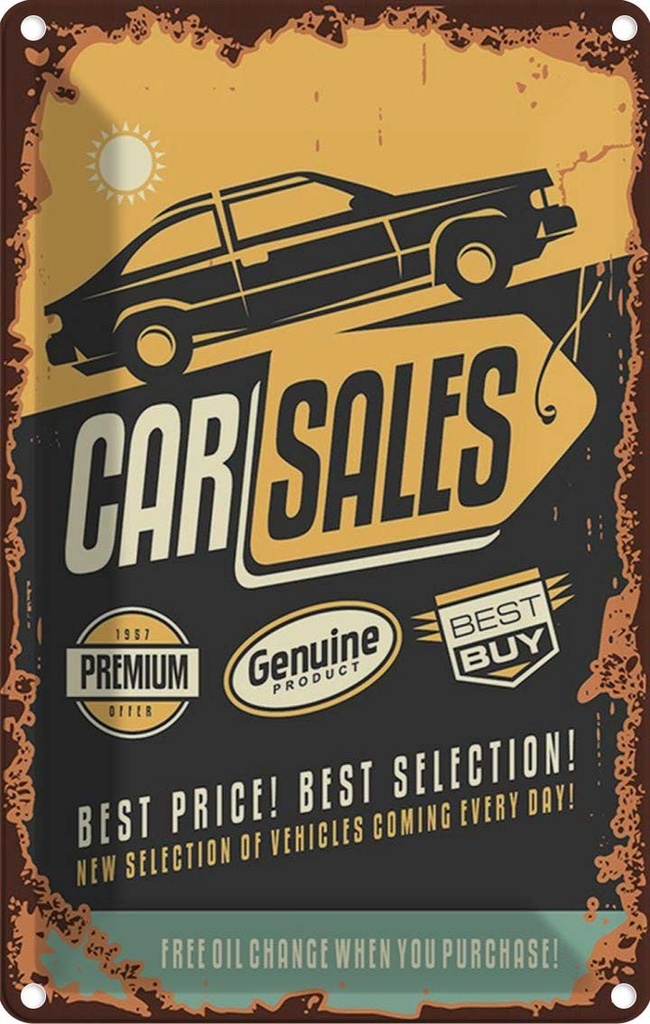 [LA-114728-1812] Blechschild 18x12 cm Car Sales best price Auto Garage Werkstatt