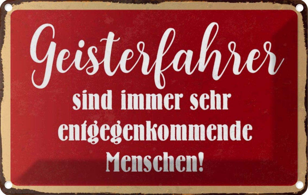 [LA-112930-2030] Blechschild 20x30 cm Geisterfahrer sind Menschen Dekoration Spruch Zitat