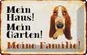 Blechschild 20x30 cm Hund Bassett mein Haus Garten Familie Tier Haustier