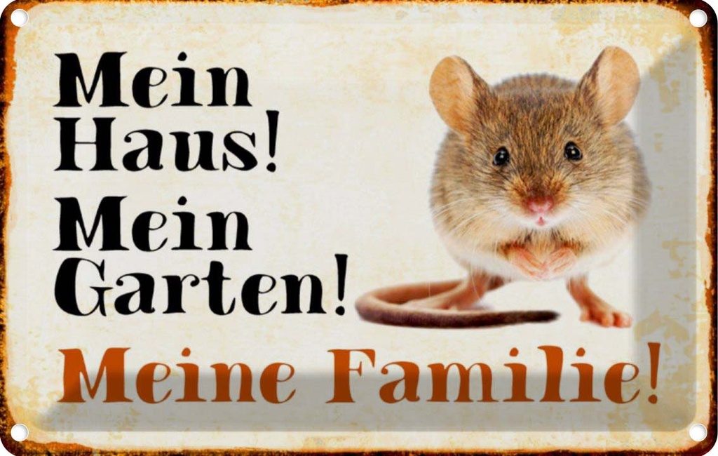 [LA-112988-2030] Blechschild 20x30 cm Tiere Maus mein Haus Garten Familie Tier Haustier