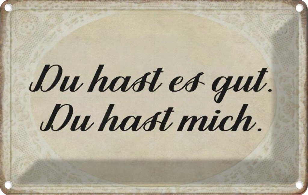 [LA-113115-2030] Blechschild 20x30 cm du hast es gut mich Dekoration Spruch Zitat