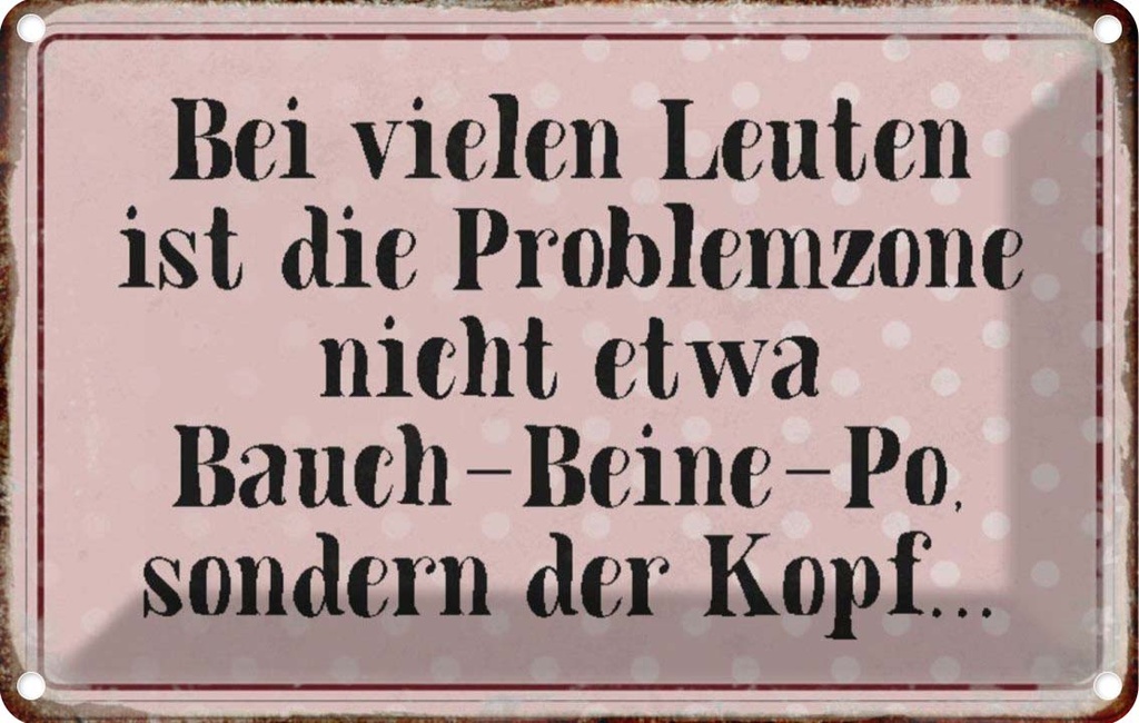 [LA-113126-2030] Blechschild 20x30 cm Problemzone ist der Kopf Dekoration Spruch Zitat