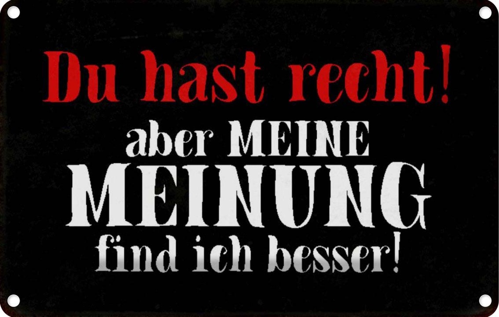 [LA-113131-2030] Blechschild 20x30 cm du hast recht aber meine Meinung Spruch Zitat