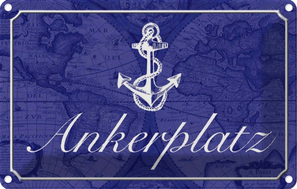 [LA-113160-2030] Blechschild 20x30 cm Ankerplatz Anker Segel Boot Warnschild Hinweisschild Sicherheit Vorsicht
