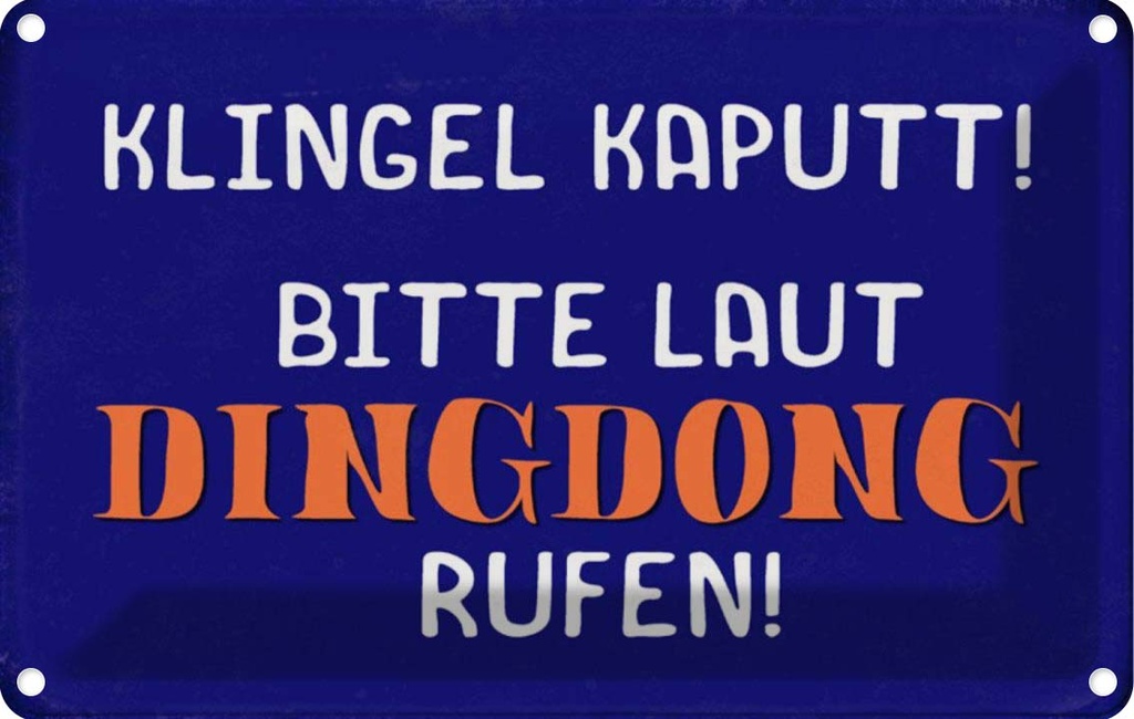 [LA-113172-2030] Blechschild 20x30 cm Klingel kaputt Dingdong rufen Warnschild Hinweisschild Sicherheit Vorsicht