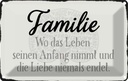 Blechschild 20x30 cm Familie wo Leben Anfang nimmt Freunde