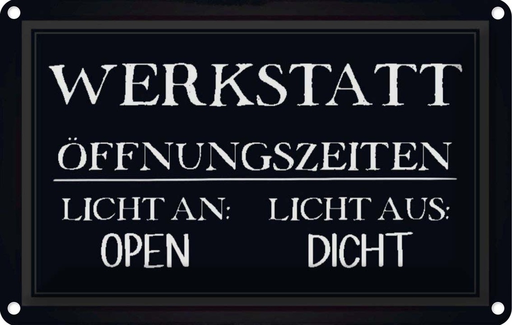 [LA-113191-2030] Blechschild 20x30 cm Werkstatt Öffnungszeiten open Auto Garage